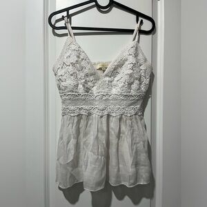 White floral lace see-though-ish top